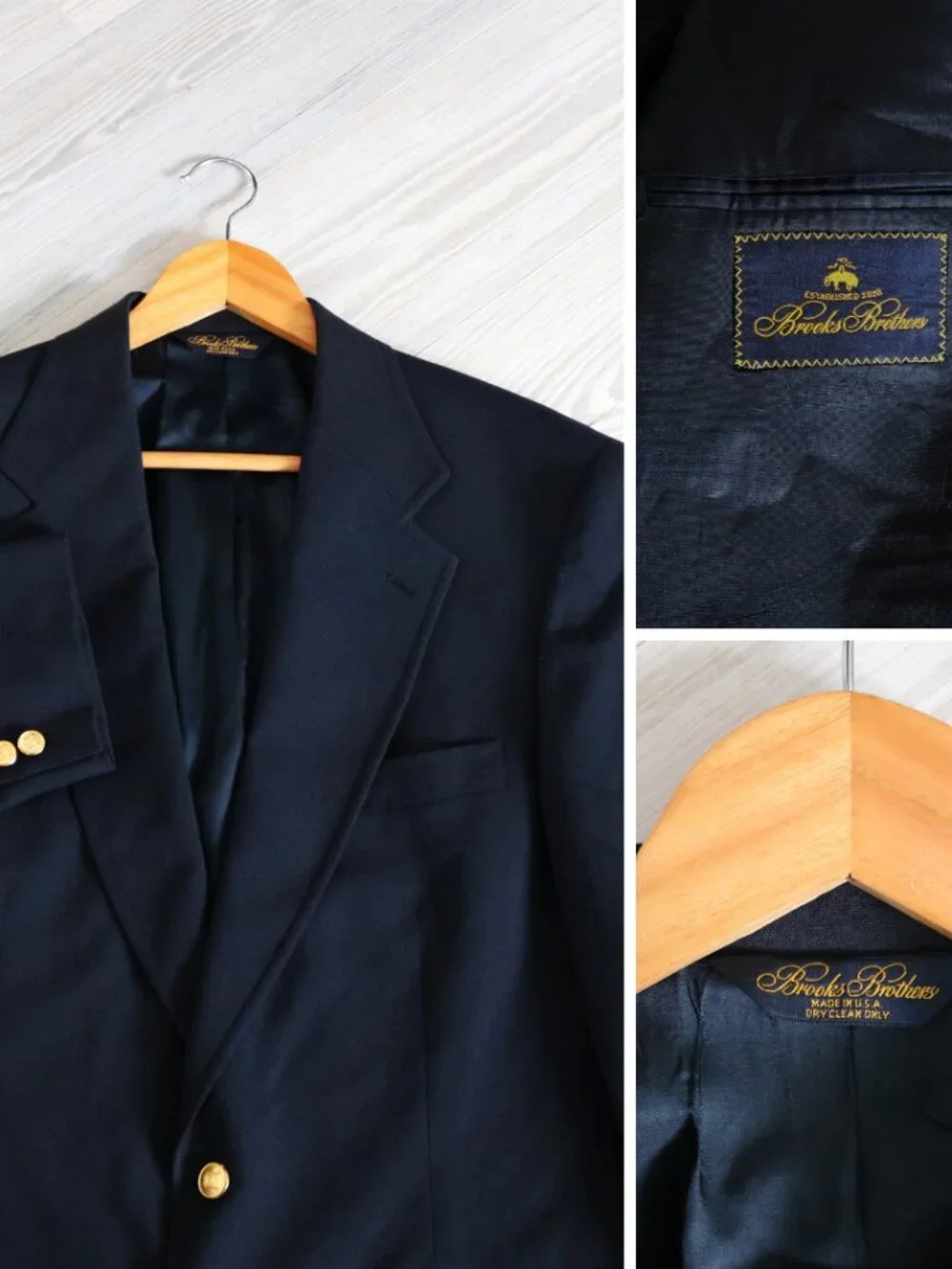 Brooks Brothers GOLD BUTTON Blazer Men's 40R Navy Wool Sport Coat Vintage USA